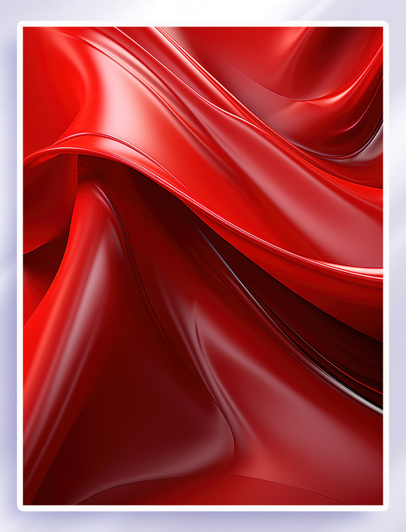 红色线条流畅抽象背景大气丝绸