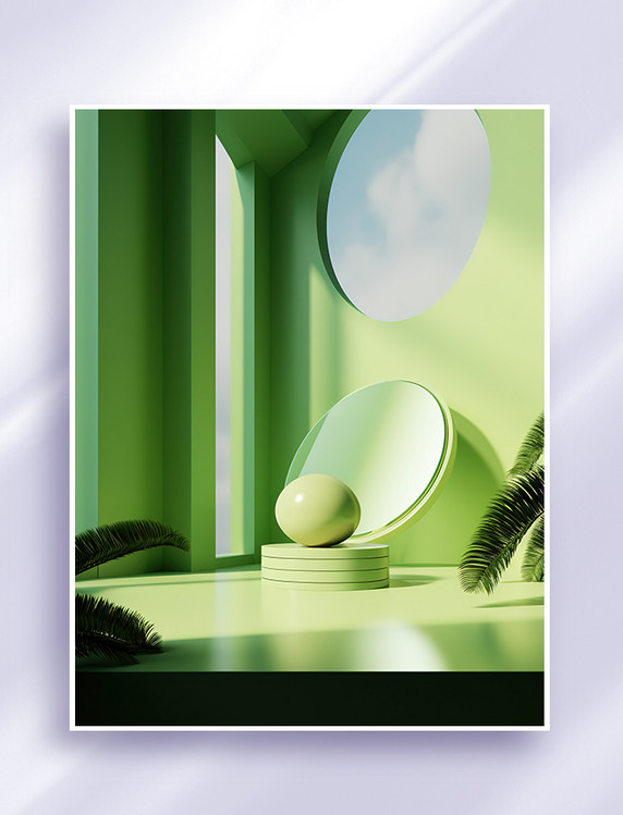 绿色电商展示背景北欧极简风格背景