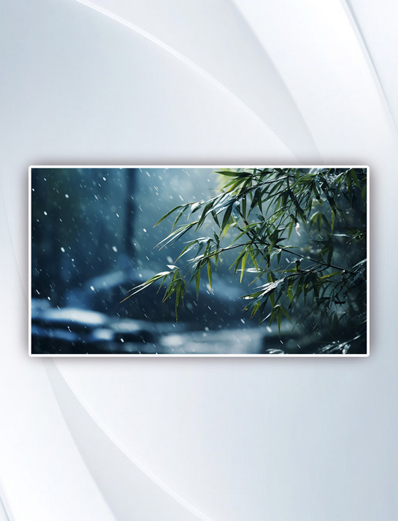 立冬节气雨雪里的竹林场景背景摄影图中国风竹子大雪下雨