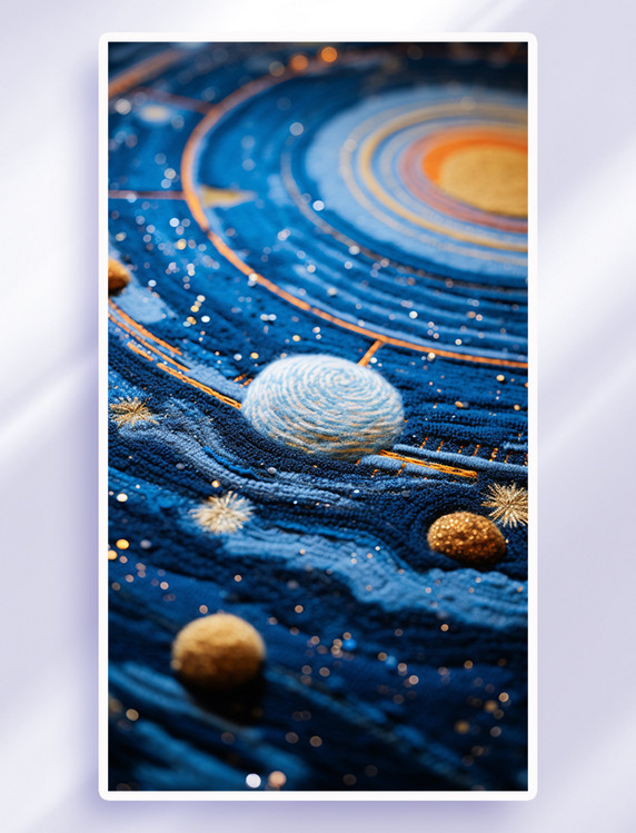 卡通毛线编织星空星球图案抽象背景