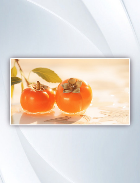 新年柿柿如意柿子简约桌面壁纸背景摄影图