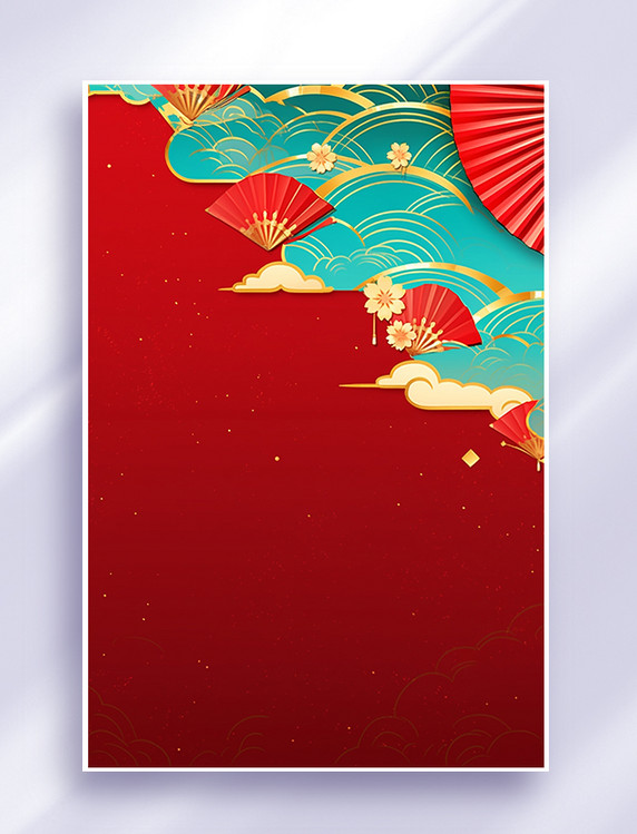 国潮新年红色中国红古典背景元素