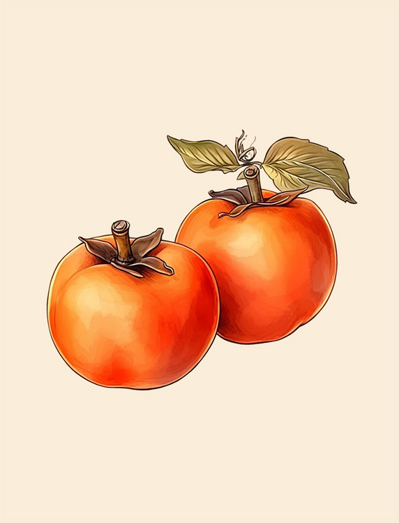 卡通手绘丰收柿子