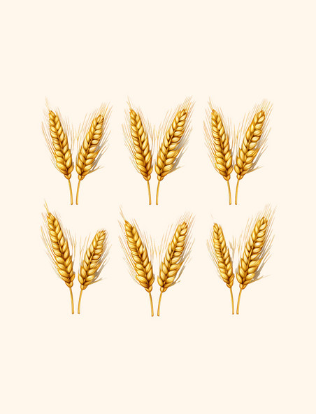 小麦麦穗丰收金色麦子手绘元素