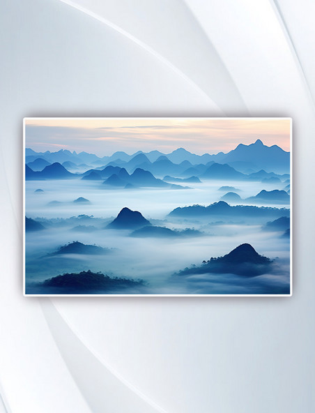 薄雾山脉万里江山日出背景摄影图云海山河
