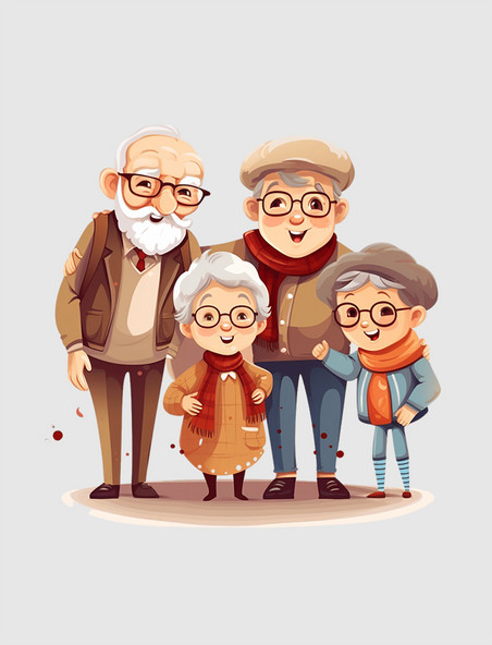 动画片国际祖父母日插图重阳节团圆团聚