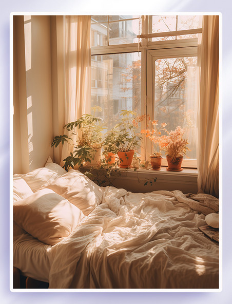 室内阳光透过明亮卧室家居背景浪漫唯美下午温馨卧室