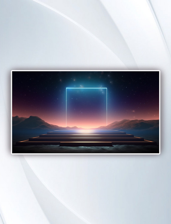 光束蓝色科技感光效边框商务抽象年会背景