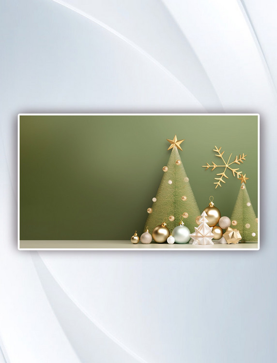 金奢高奢3D立体精美精致圣诞树摄影图绿色