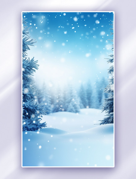 唯美蓝色梦幻雪花圣诞节背景冬天冬季雪景雪地