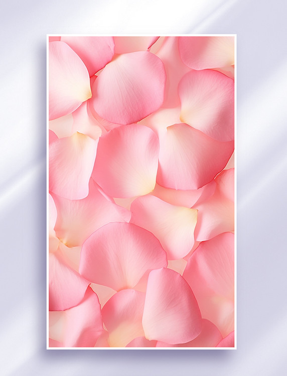 唯美温柔粉色玫瑰花瓣平铺护肤品电商背景