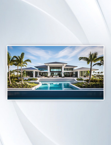 精致的度假酒店泳池建筑摄影图