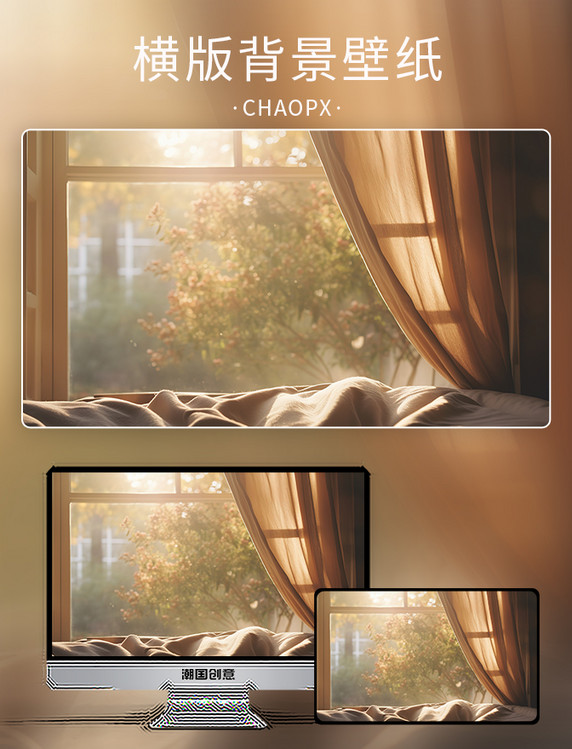 卧室的窗户晨光背景温馨浪漫阳光