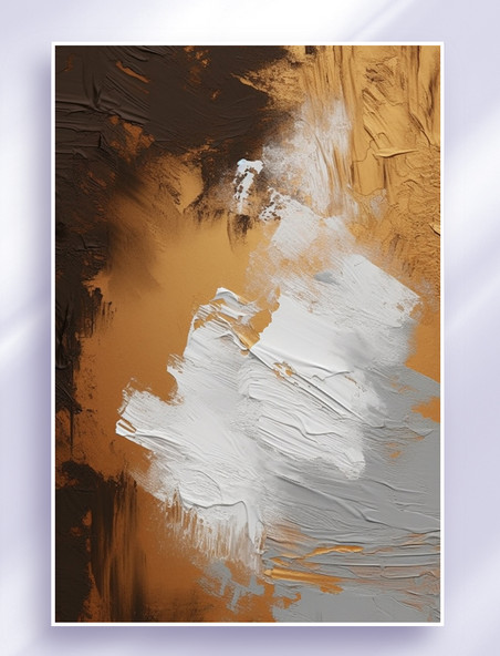 咖色棕色秋冬油画抽象笔刷装饰画颜料黄褐色抽象背景