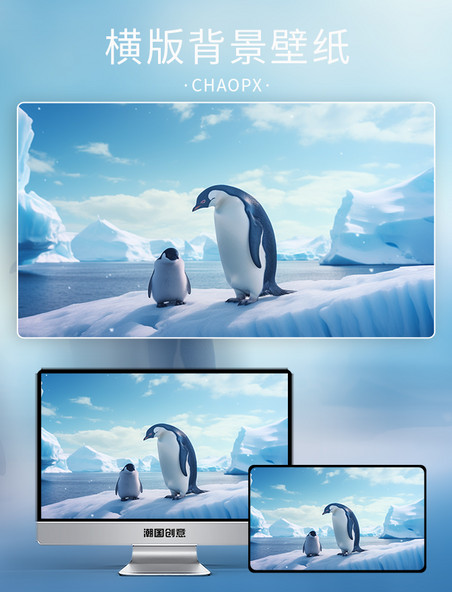 南极企鹅动物冬季背景冬天冬季