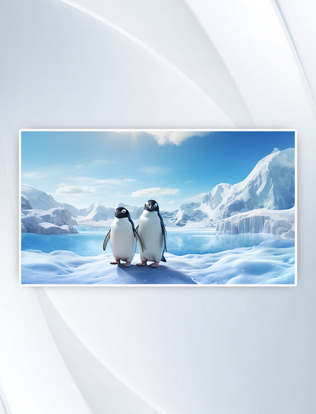 冬季南极冰山企鹅动物背景