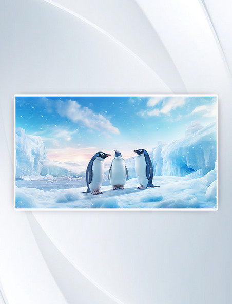 冬季南极雪地企鹅动物背景冬天冬季