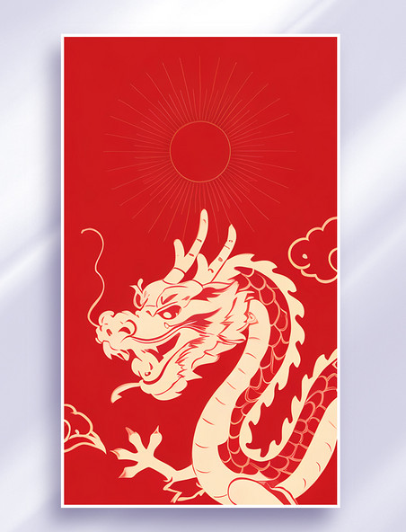新年中国风红色喜庆通用底纹通用背景龙年春节新春龙