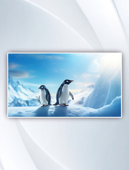 冬季南极企鹅动物背景摄影图
