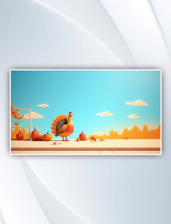 一桌丰盛的烤火鸡美食感恩节简约背景摄影图