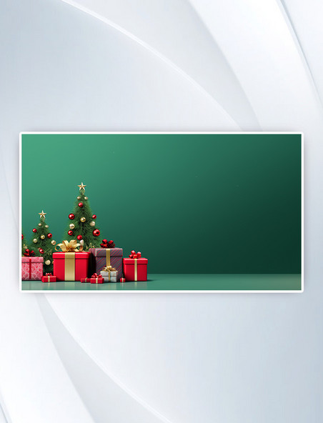 圣诞节节日装饰礼盒简约背景绿色