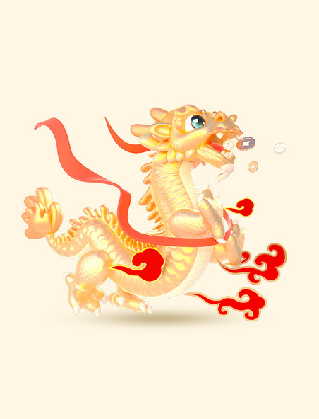 立体卡通中国金龙形象动物神兽