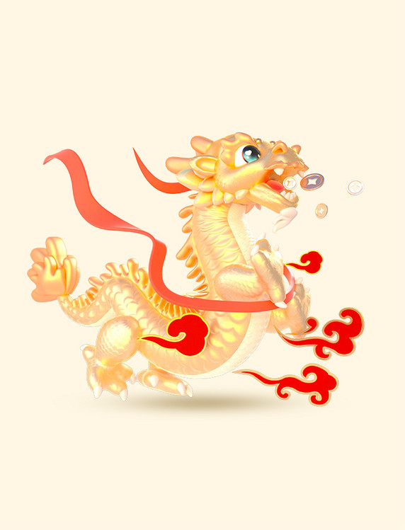 立体中国金龙形象动物神兽