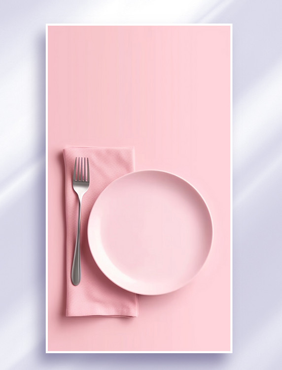 双十一粉白色餐具盘子刀叉电商促销背景