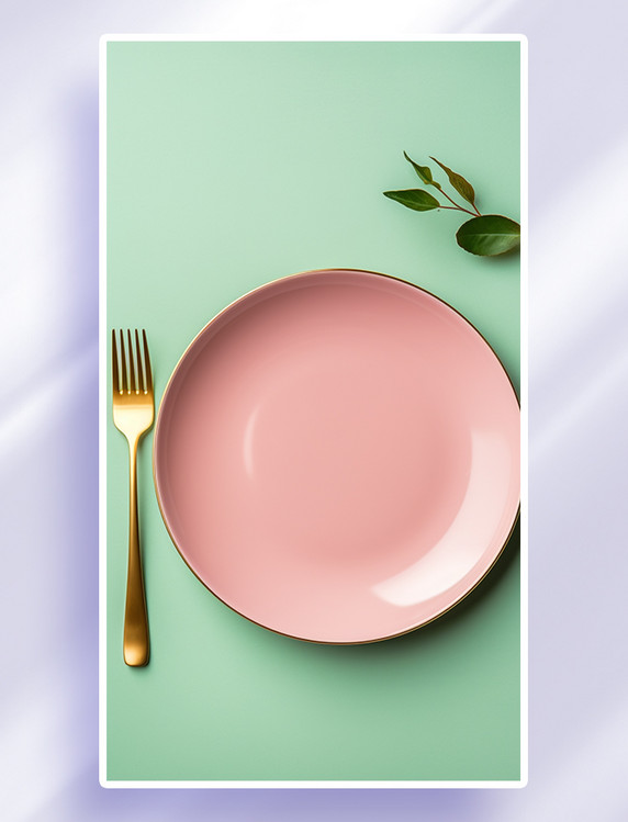 粉绿色双十一餐具电商促销背景