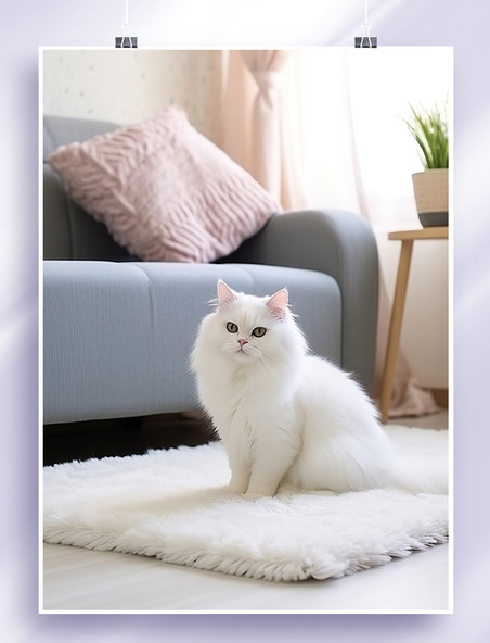 宠物白猫可爱的猫咪家居客厅1