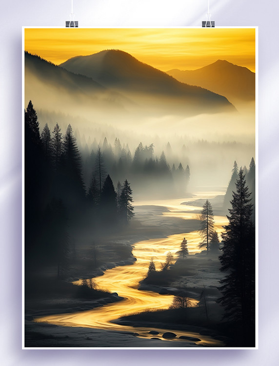 湖泊美丽的冬季树木背景11