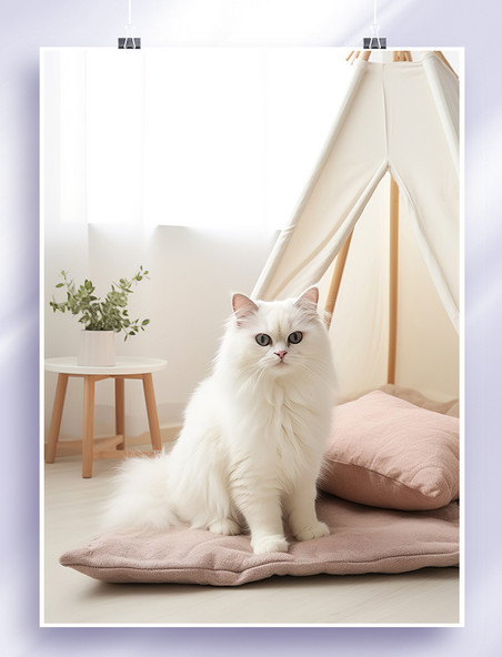 宠物白猫可爱的猫咪家居客厅12