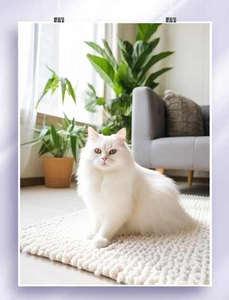 宠物白猫可爱的猫咪家居客厅15