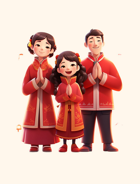 春节拜年庆祝红包好运红色祝福人物