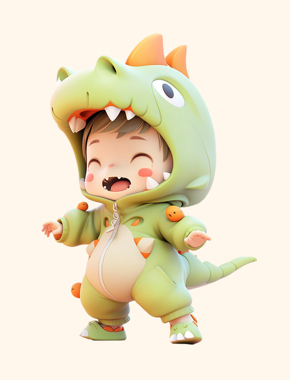 3d可爱龙头套儿童人物龙宝宝免扣素材