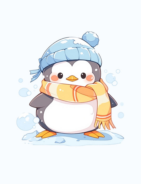 卡通冬天卡通可爱的企鹅动物元素