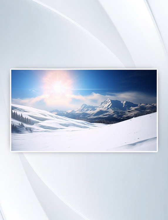 蓝天白云雪山高清雪山美景雪景风景冬天冬季