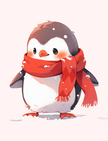 冬天呆萌企鹅手绘元素卡通