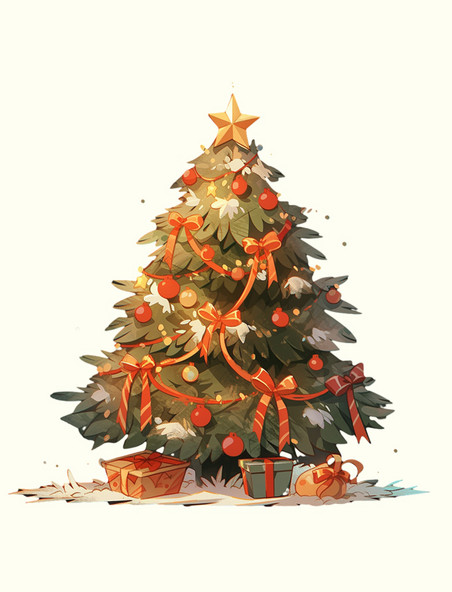 冬天圣诞树卡通立体免扣图案元素
