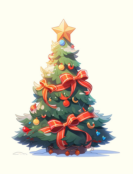 冬天可爱圣诞树立体免扣图案元素