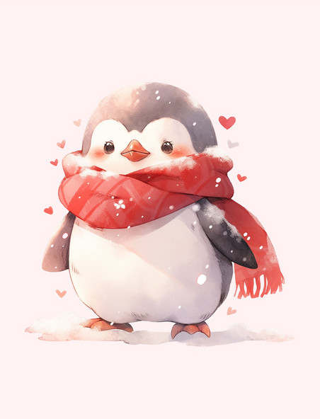 企鹅卡通手绘冬天元素