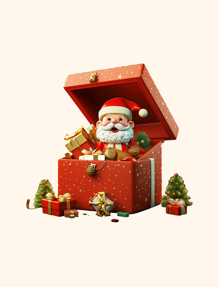圣诞老人礼物盒子元素立体免扣图案