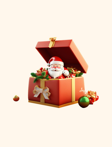 圣诞老人纹理盒子元素立体免扣图案