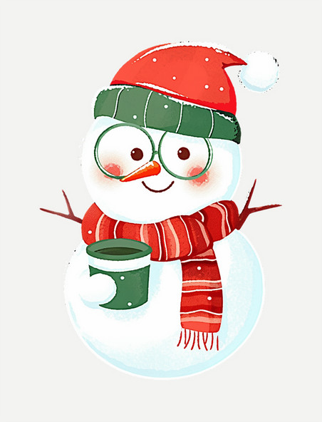 可爱的雪人卡通手绘元素冬天