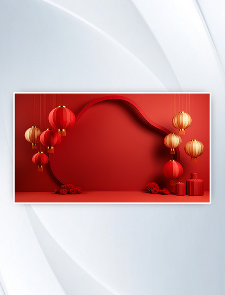 国风红色新年通用喜庆灯笼背景春节