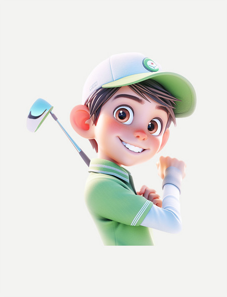 高尔夫男孩元素卡通3d人物运动人物