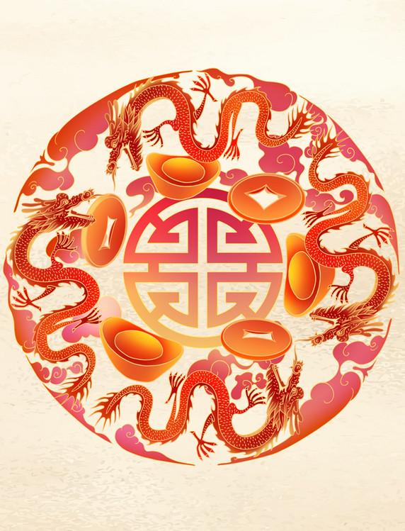 国潮风龙年春节元素底纹中国风传统纹饰