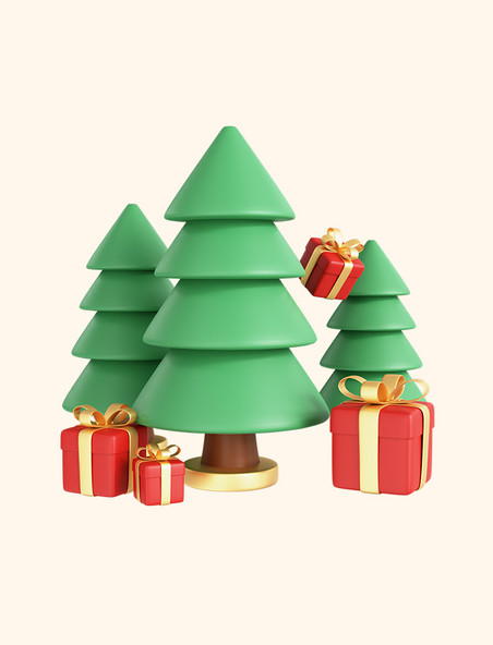 3D立体圣诞节礼盒圣诞树