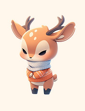 3DC4D立体可爱拟人小鹿动物