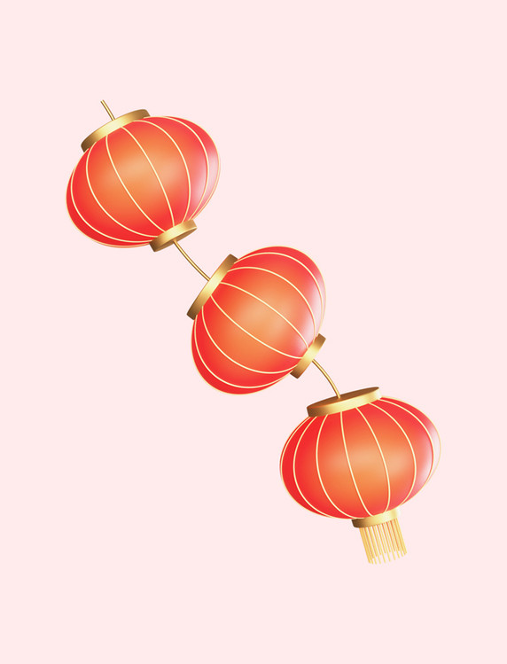 3D立体喜迎春节灯笼春节装饰中国风春节